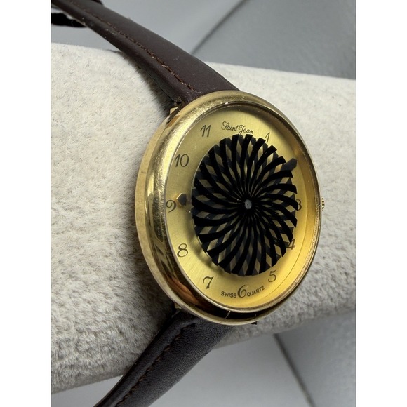 Saint-Jean Ladies Watch Swiss Made New Battery Kaleidoscope 30MM 7.25" Leather‎ - Picture 3 of 12